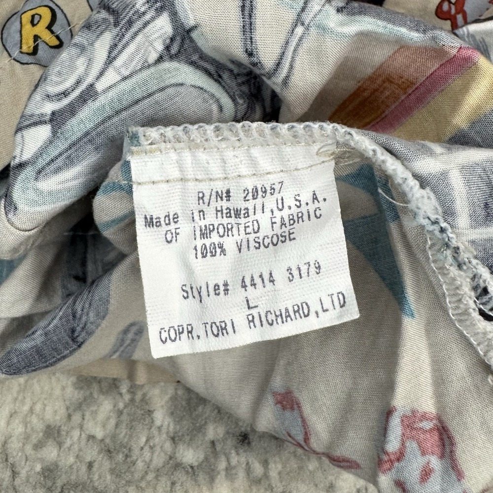 Harley Davidson 50's Hawaiian Tori Richard Motorcycle Top L Vintage USA Made - Picture 6 of 8